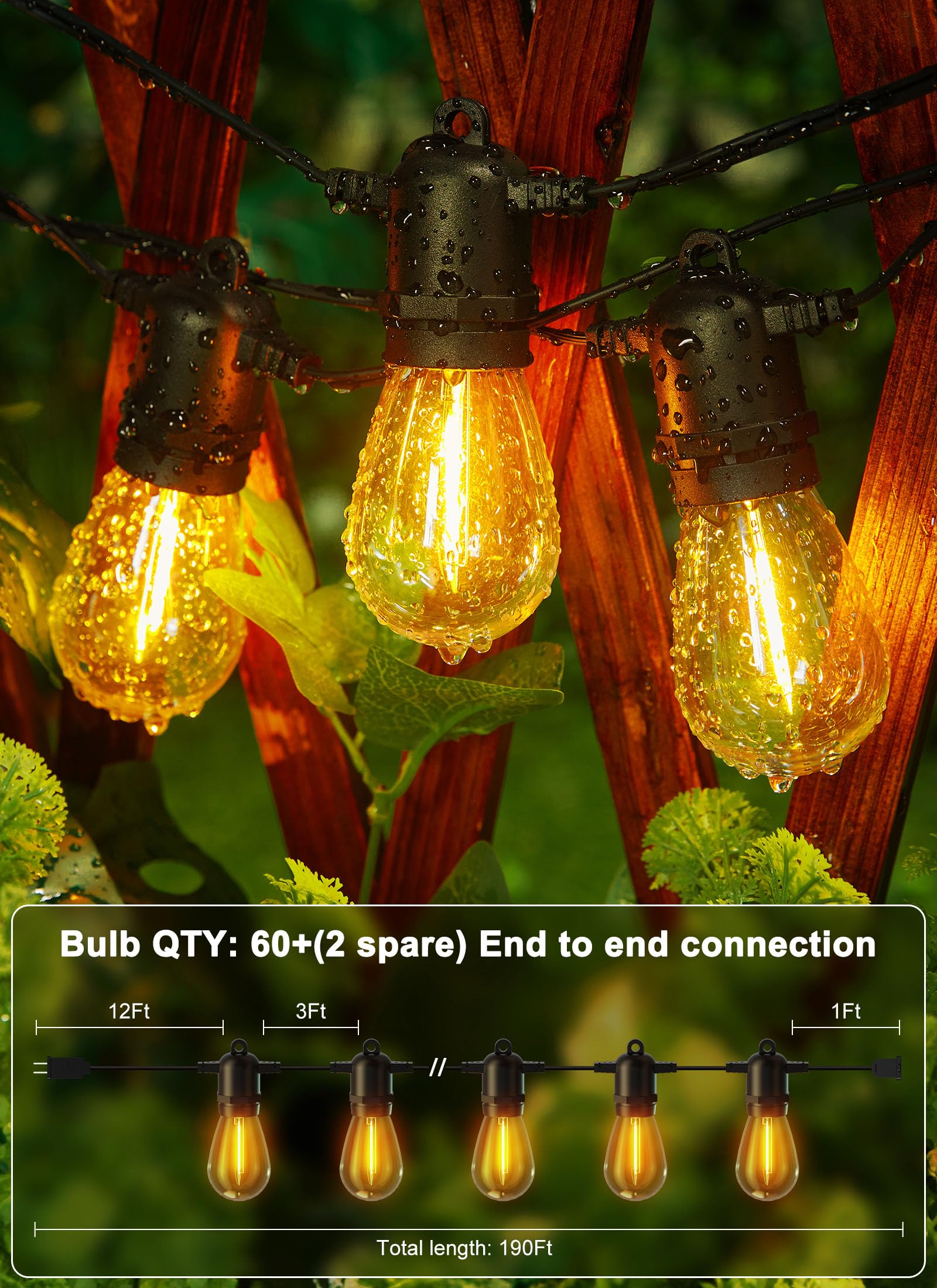 S14 LED Bulb String Lights, E17 Sockets