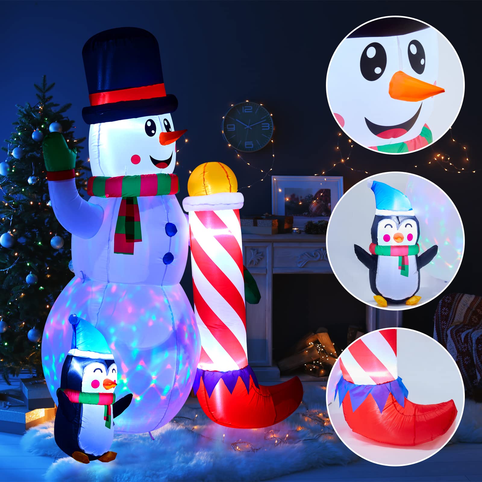 1 x 6 Feet / Snowman with Candy Cane and Penguin