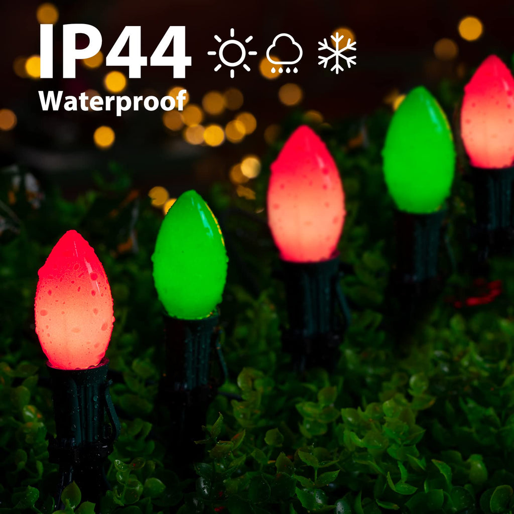 1 x 25.7 Feet / 20 ClearBulbs / Ceramic Red and Green