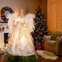 16.9 Inches / Angel with Candle / Warm White