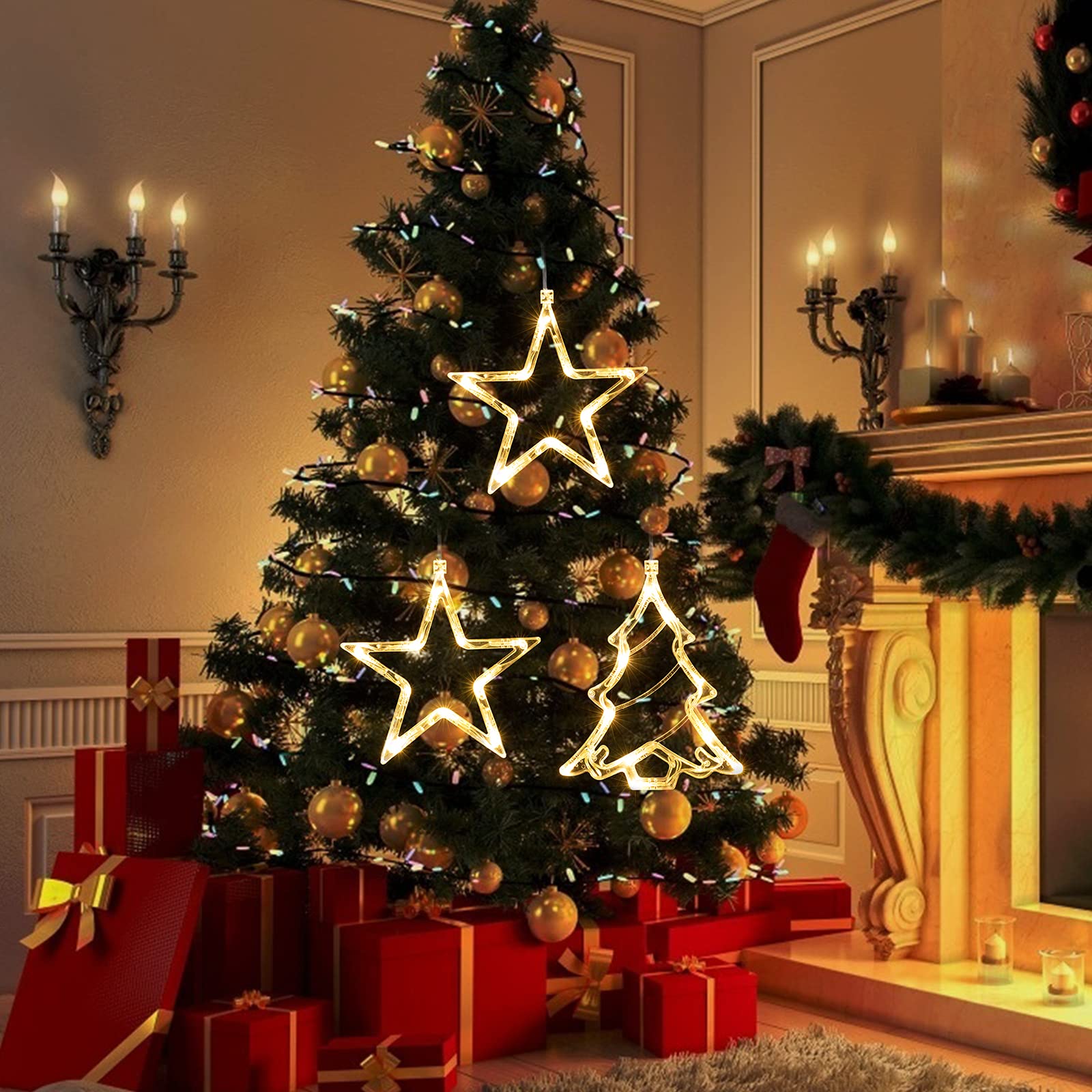 Christmas Window Silhouette Lights, 3PCs Battery Operated