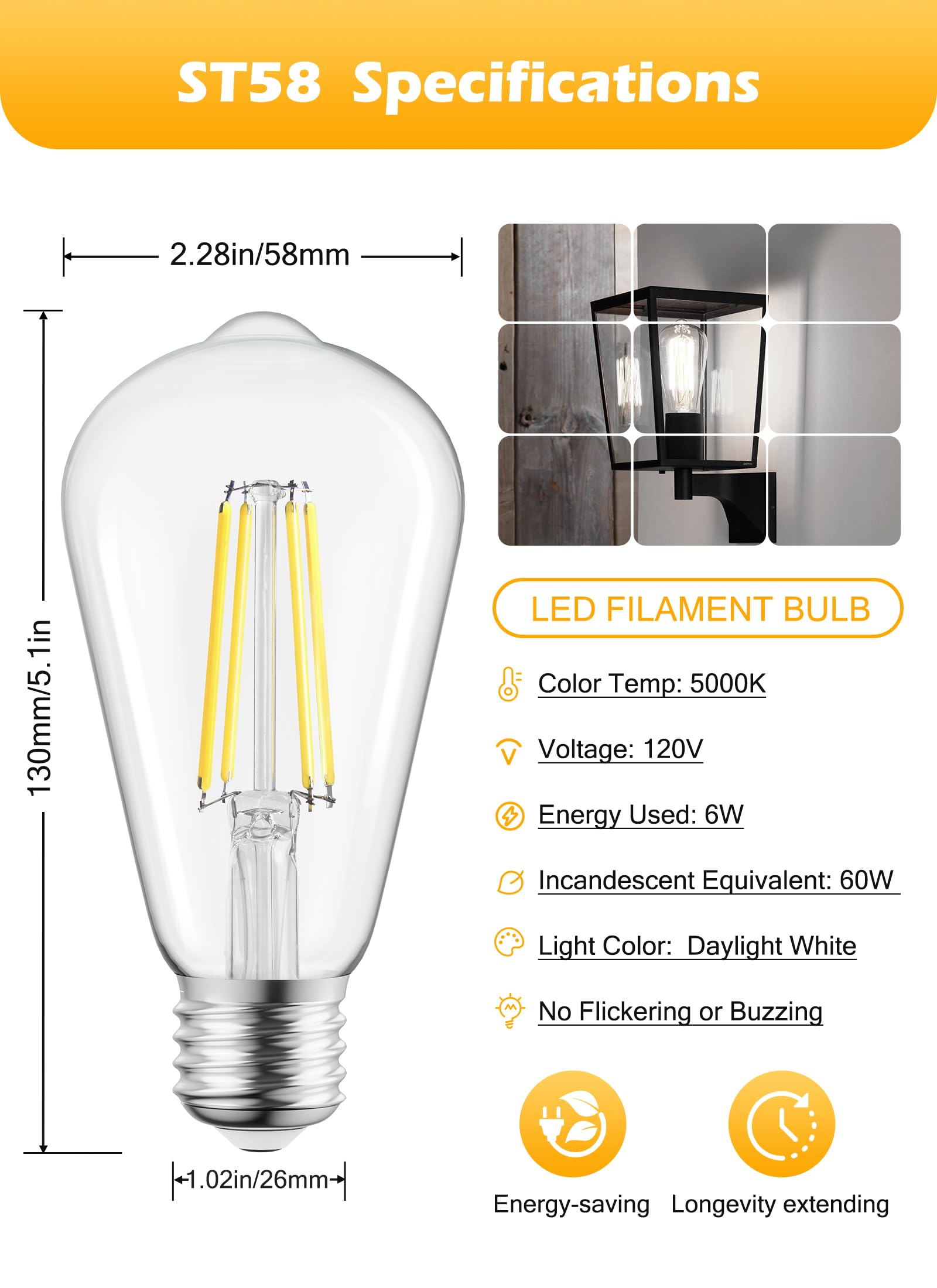 6 Count / LED Bulb / Pure White