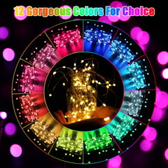 Color Changing Fairy Lights with Remote, 12 Colors, 12 Light Modes