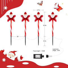15.8 Feet / 4 Santa Star Lights / Twinkle