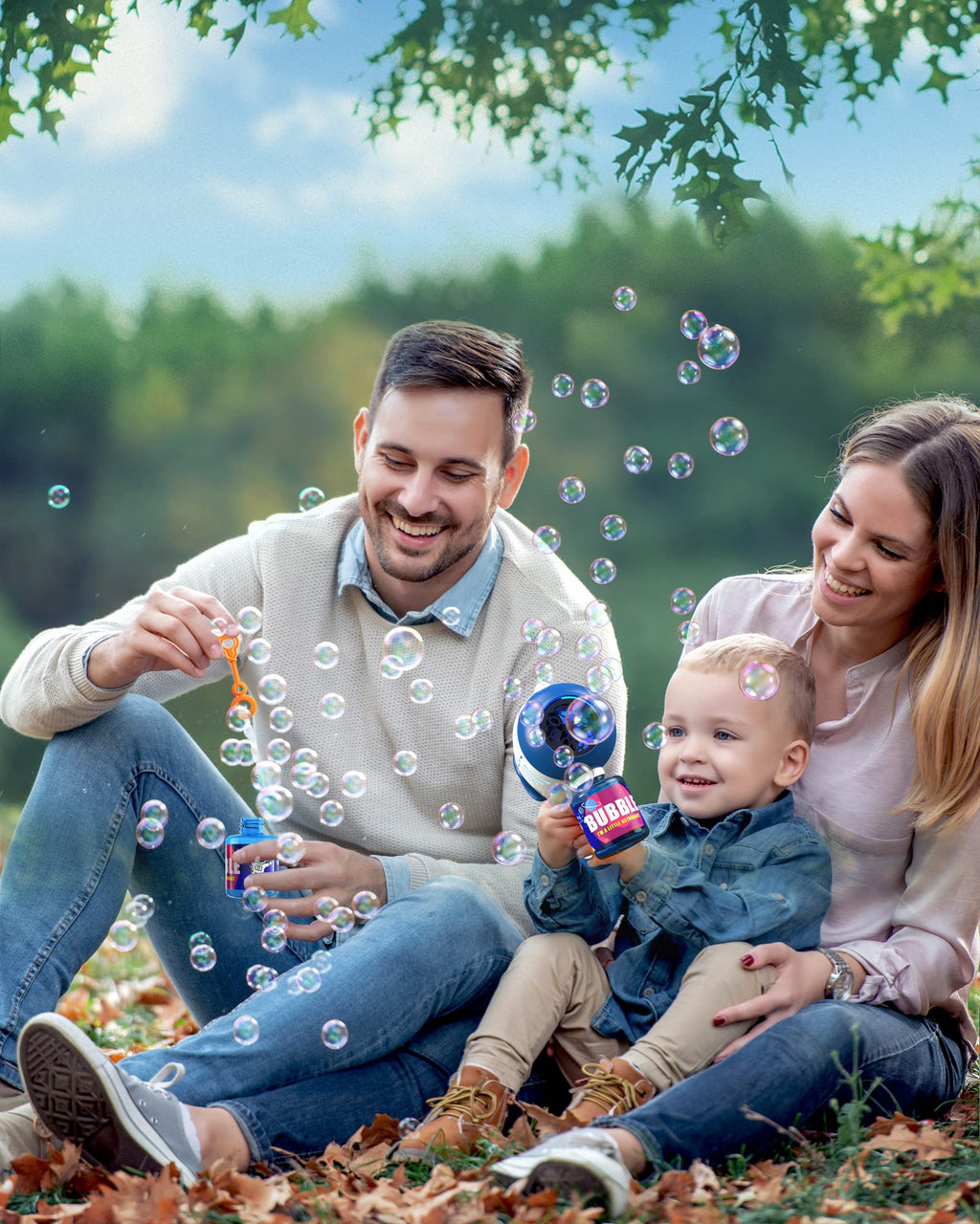 2 Bubble Guns / 2 Buble Bottles / Red & Blue