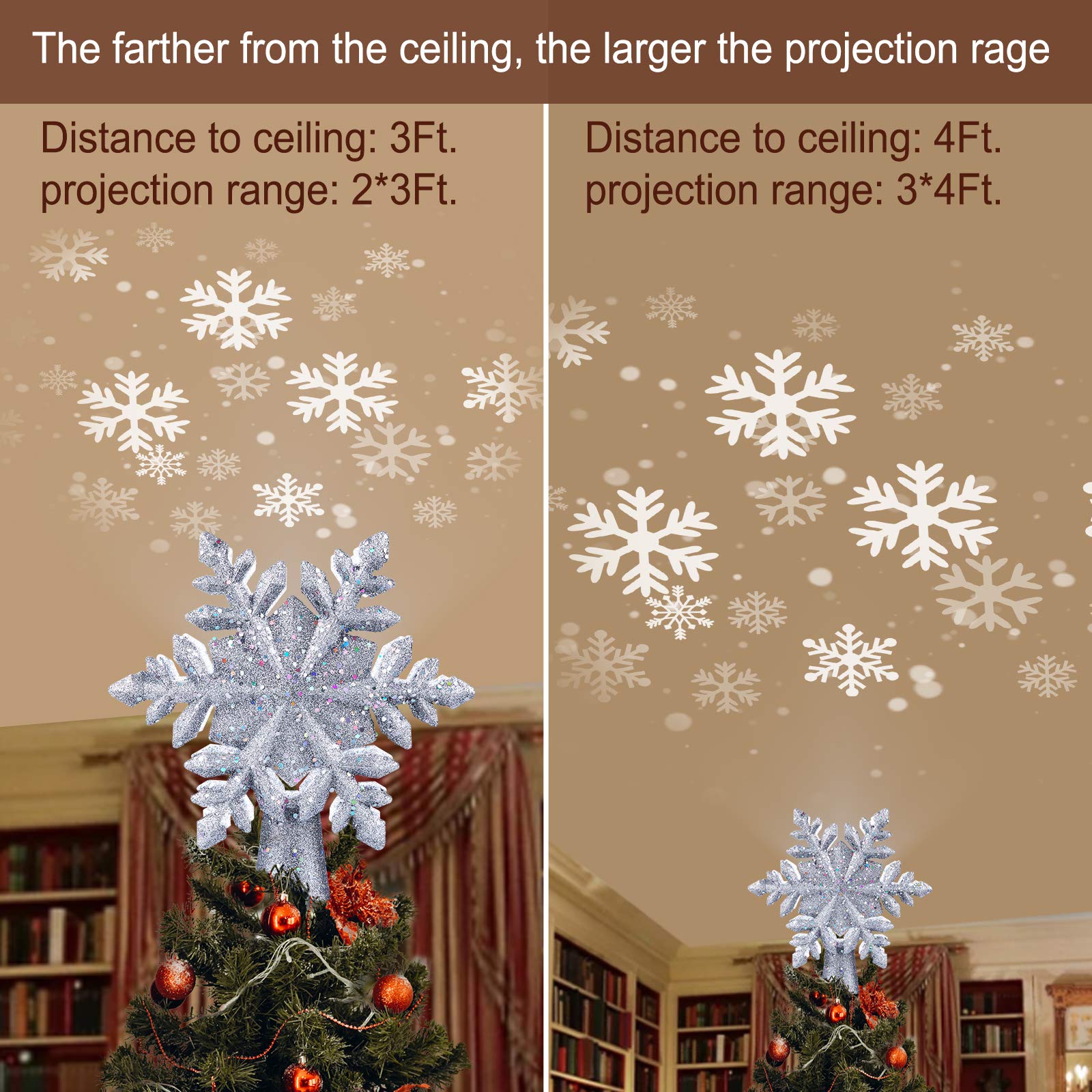9.6 Inches / Silver Snowflake Topper / Snowflake Projection