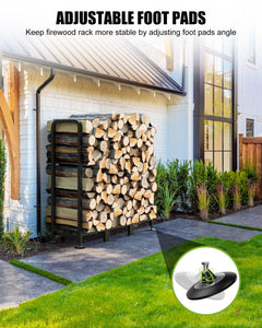 Firewood Rack Outdoor with Cover, 4 Feet