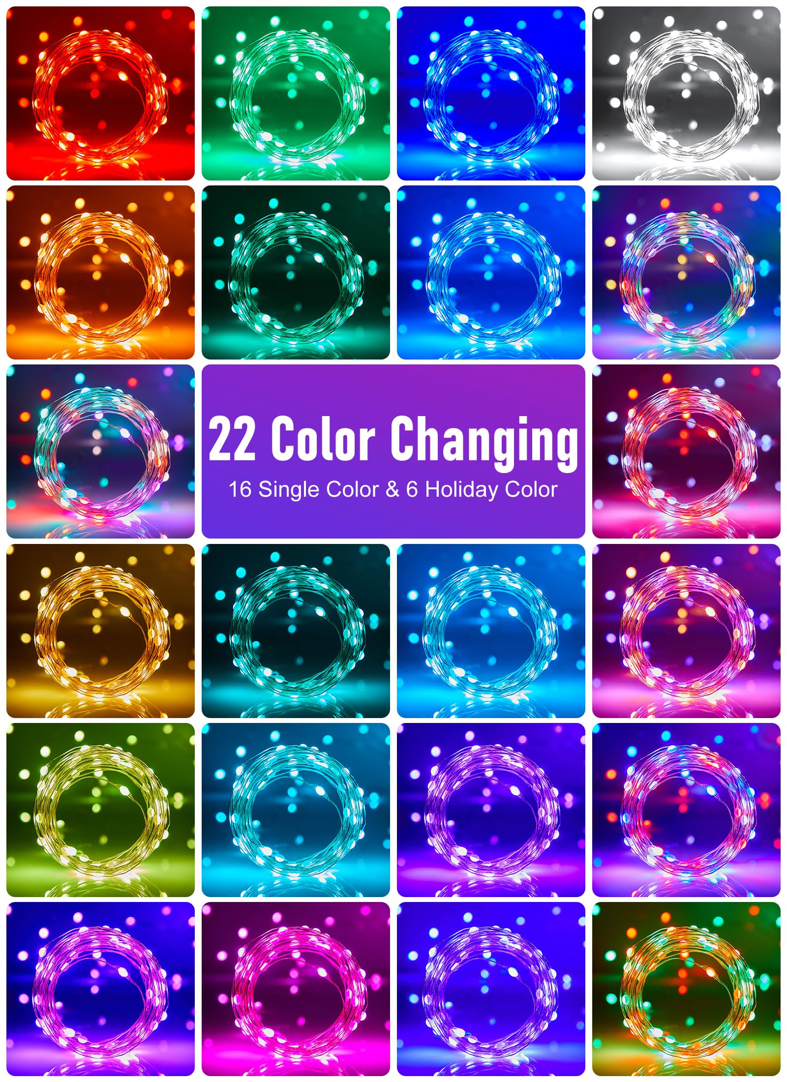 33 Feet / 100 LED / 9 Colors / 22 Modes