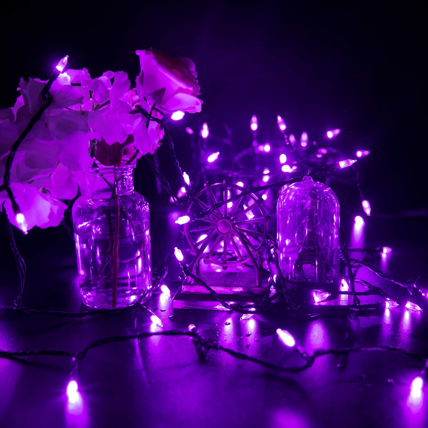 33 Feet / 100 LED / Purple / Black Wire