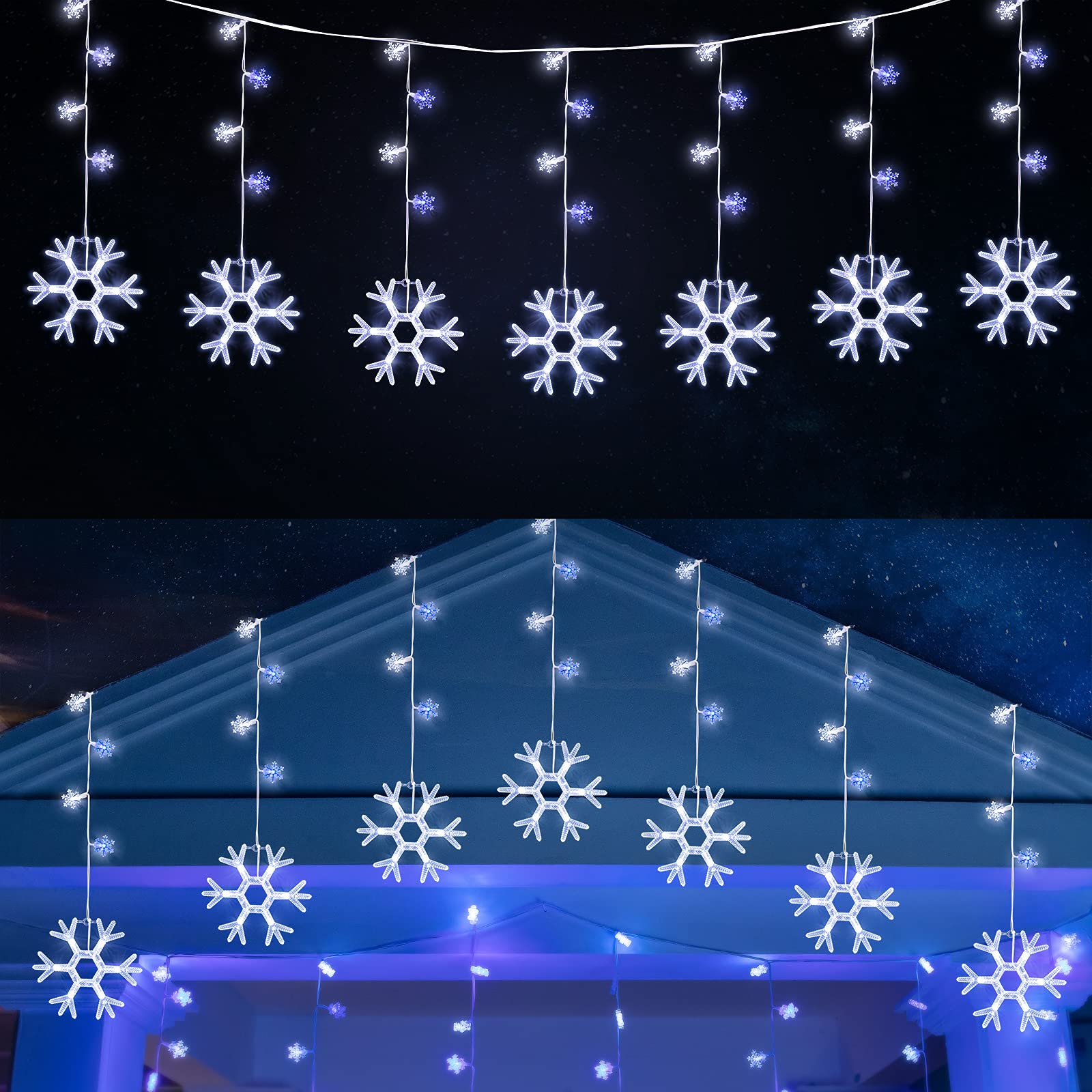 2 Pack / 5 ft / 7 Drops / 70 LED / Blue and White