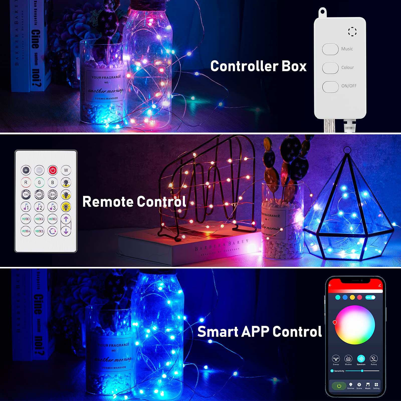 Smart Color Changing Fairy Lights with Remote, Music Sync and App Controlled