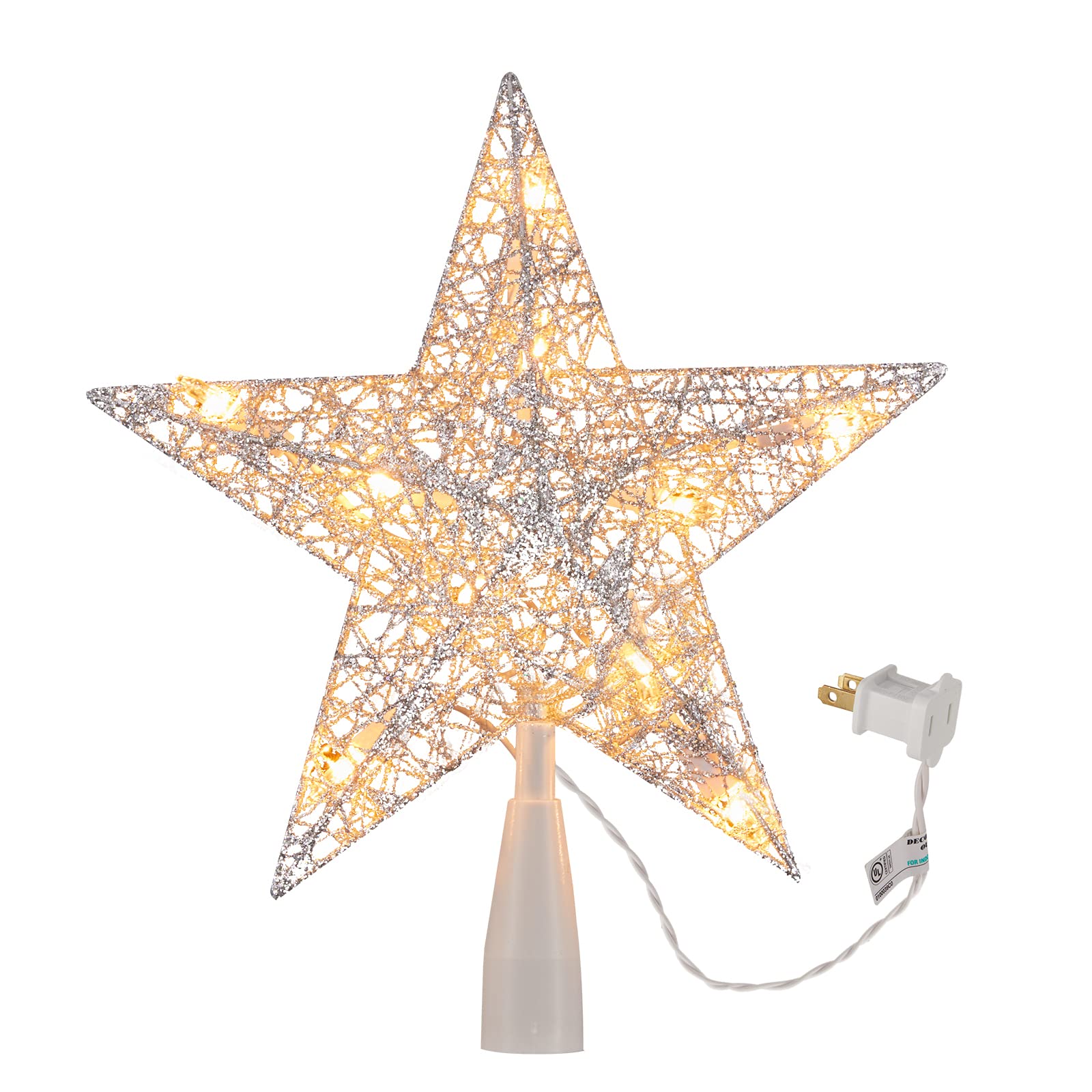 9.3 Inches / 10 Bulbs / Silver Twined Star