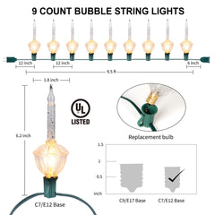 1 x 9.5 Feet / 9 Lights / Warm White