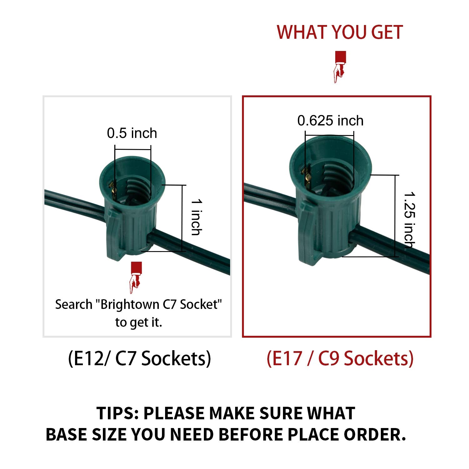 500 Feet / 500 C9 Socket / E12 base