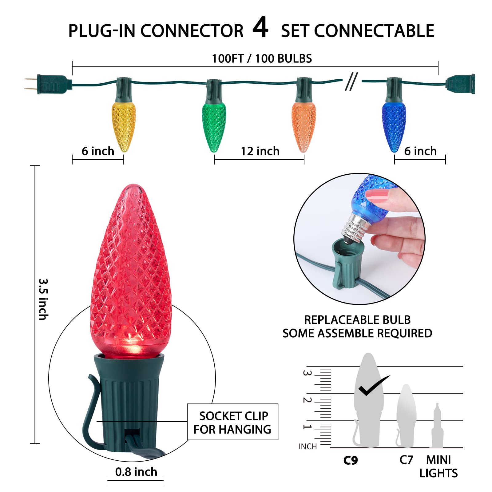 100 Feet / 100 LED / Multicolor