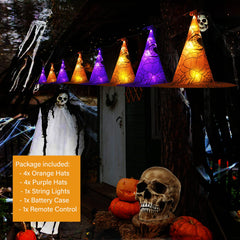 Halloween Battery Operated LED Witch Hat Lights with Remote