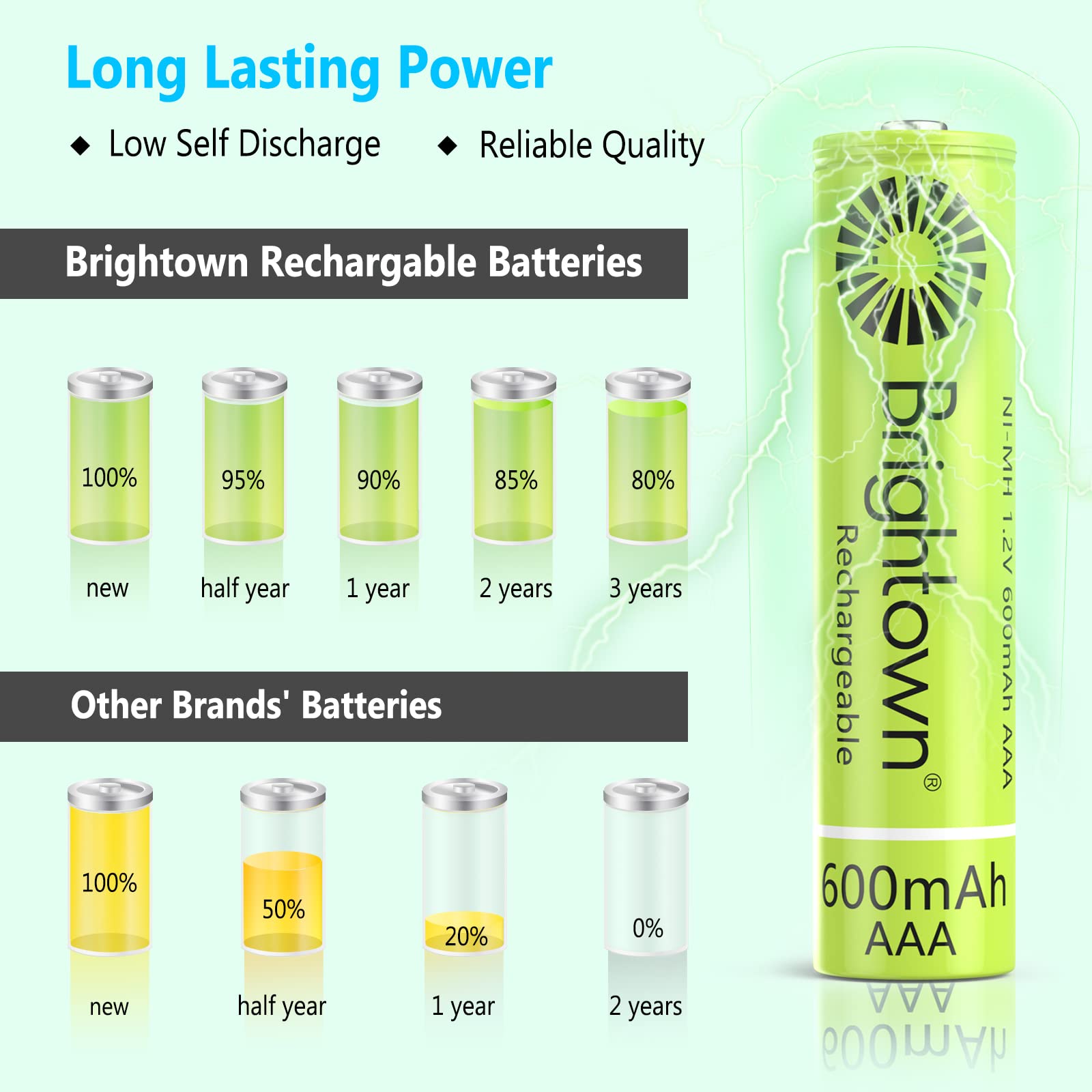 8 Count / 600mAh / AAA Battery