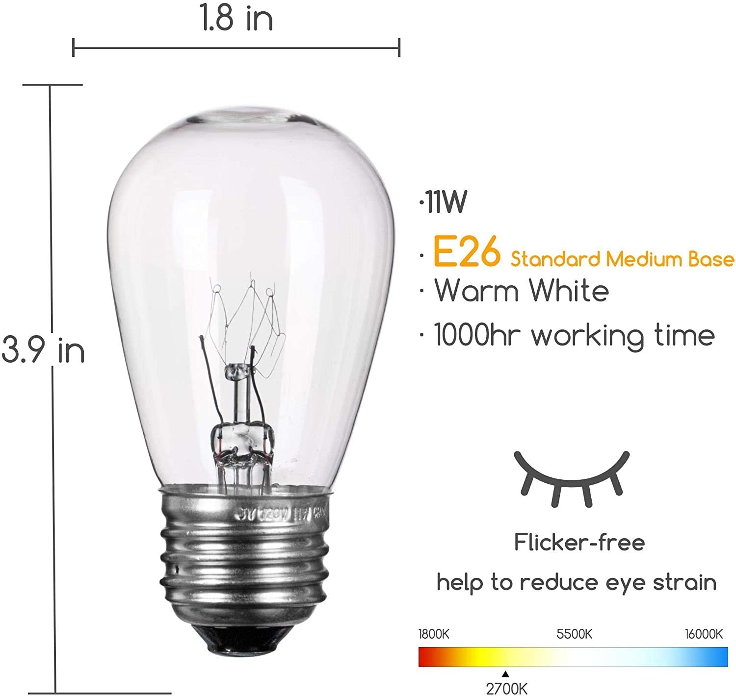 30 Count / Incandescent Bulbs / Clear