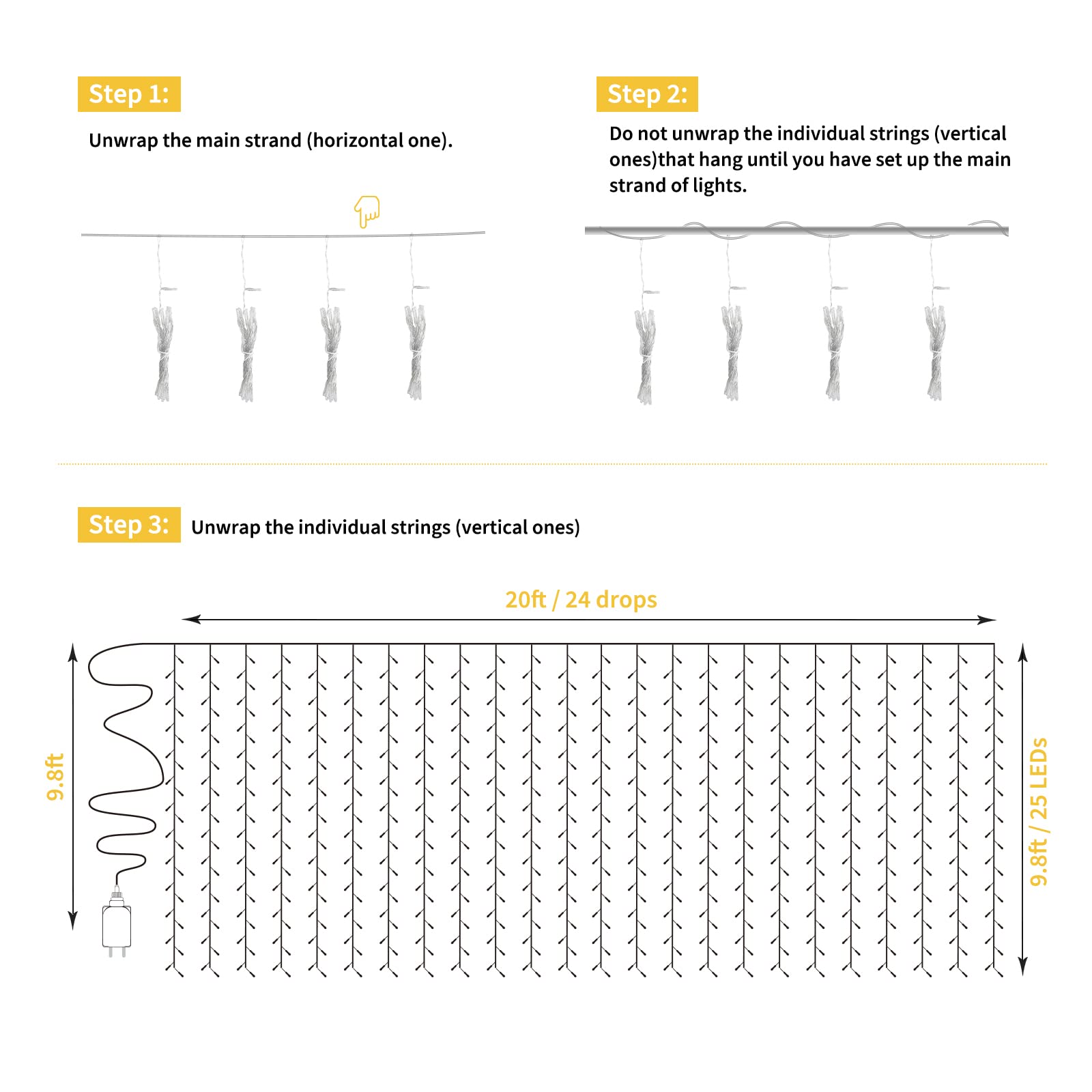 20 Feet / 600 LED / Warm White