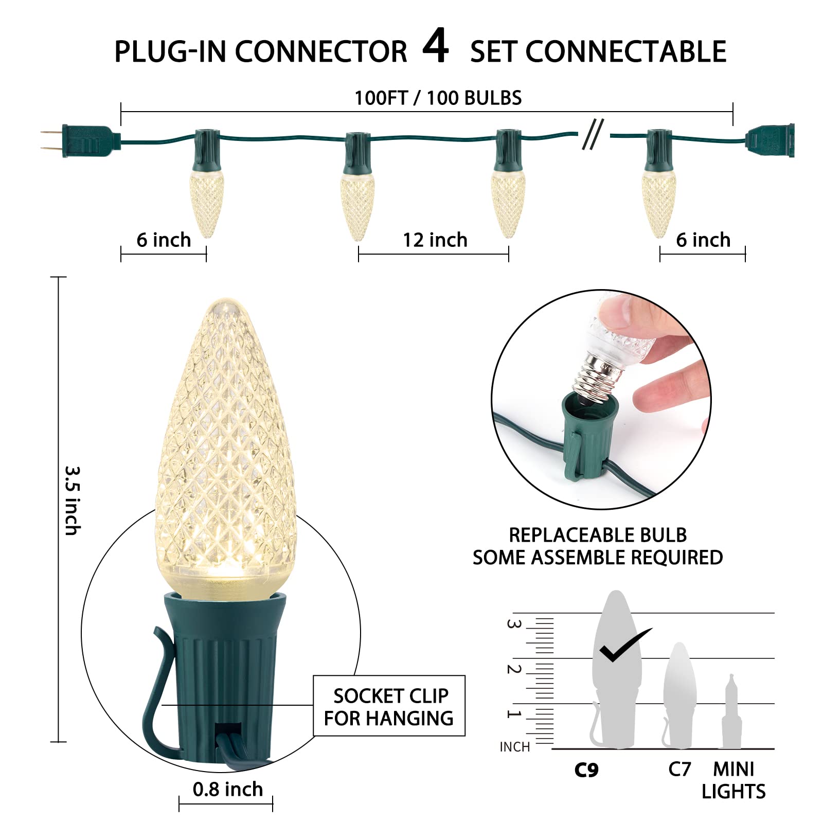 100 Feet / 100 LED / Warm White