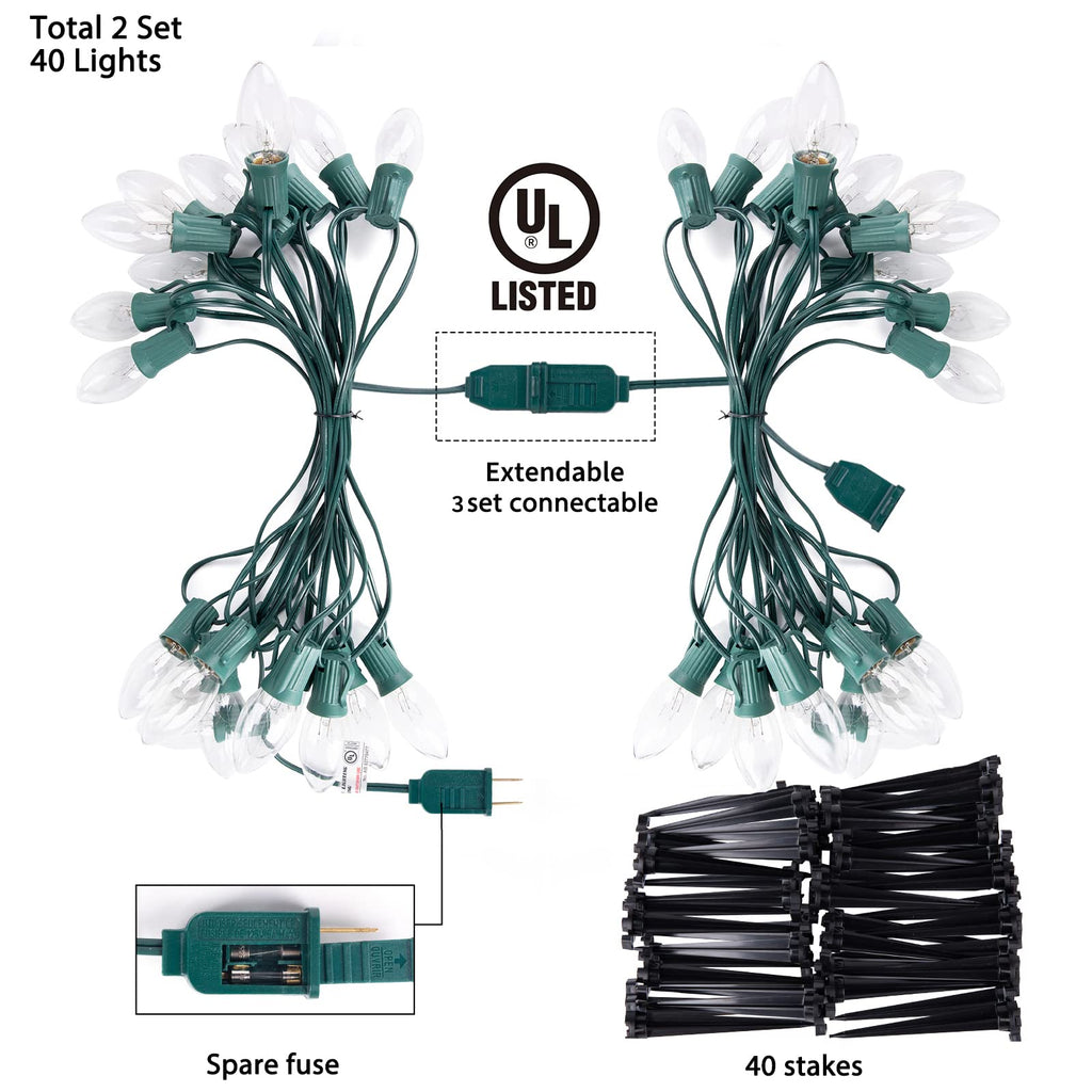 2 x 25.7 Feet / 20 ClearBulbs / Warm White