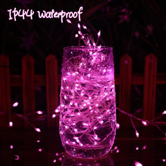 1 x 10 Feet / 200 LED / Pink / Silver Wire