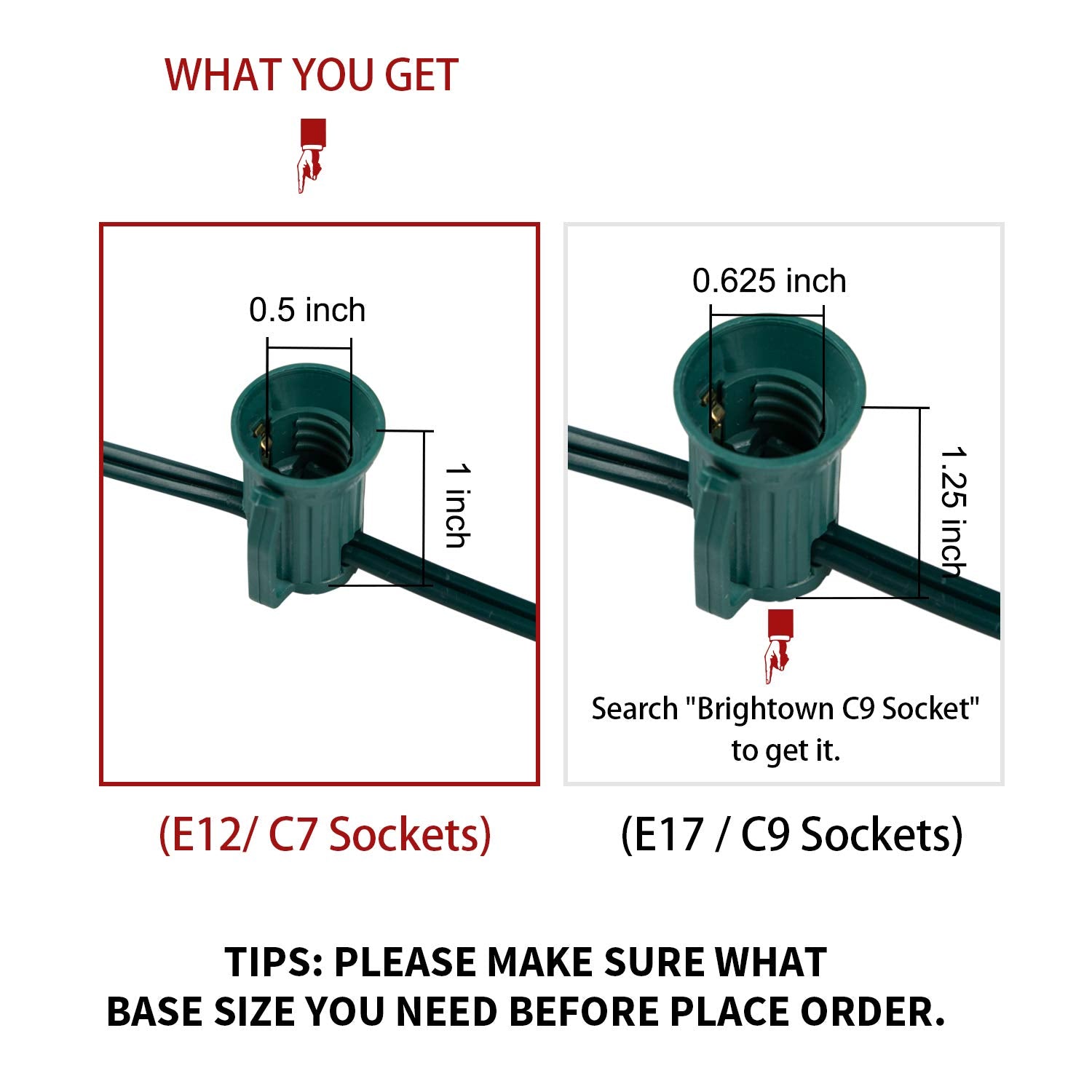 500 Feet / 500 C7 Socket / E12 base