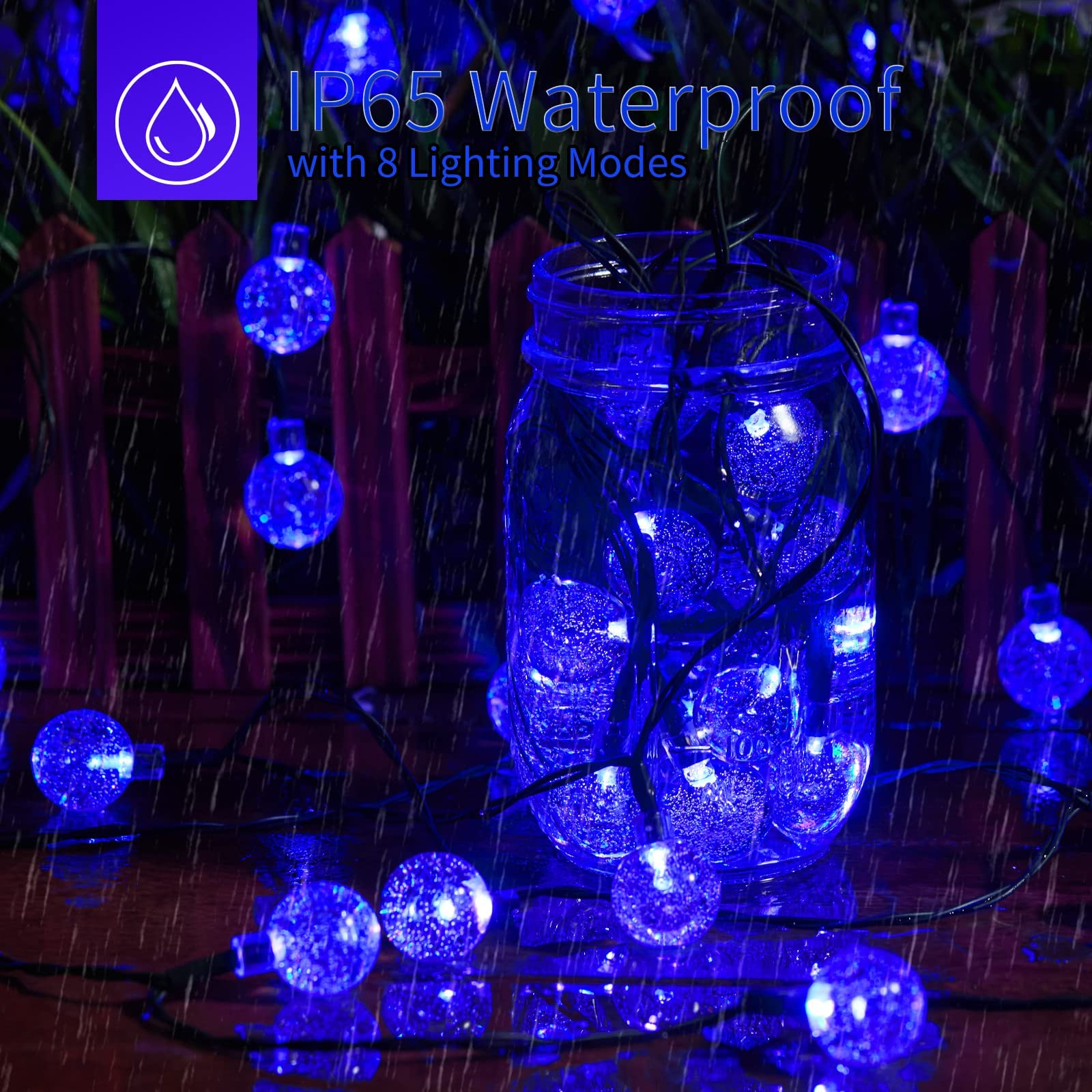 1 x 35 Feet / 60 LED / Crystal Globe / Blue