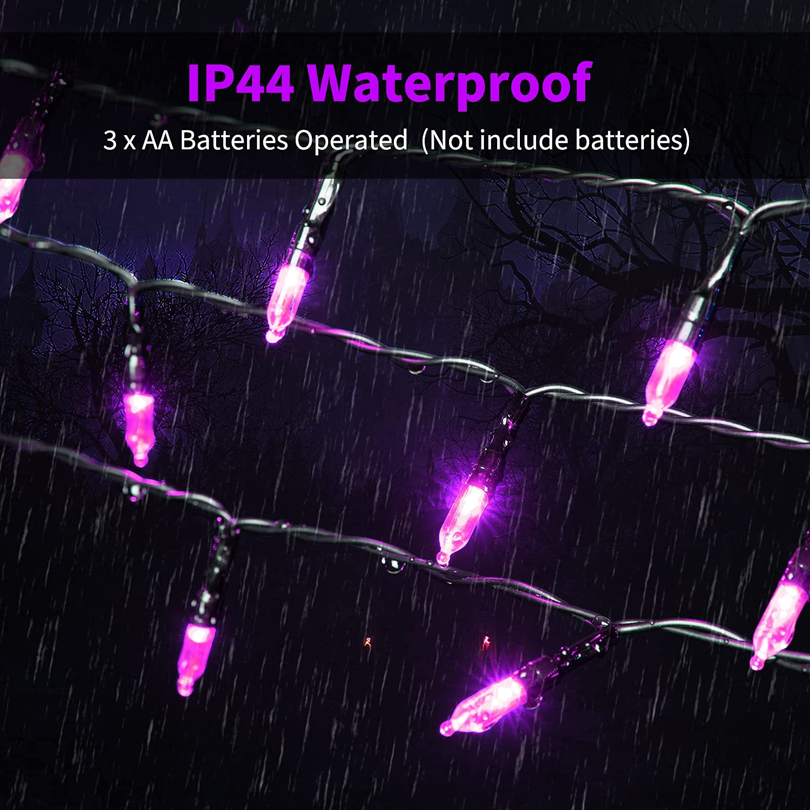 2 x 18 Feet / 50 LED / Purple / Black Wire