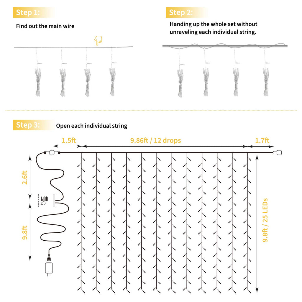 9.8 Feet / 300 LED / Pure White