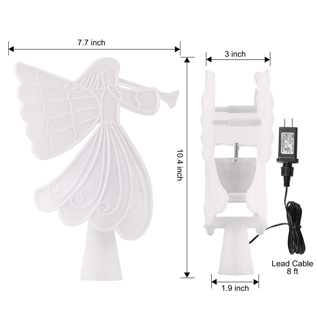 10.4 Inches / White Angel Topper / Snowflake Projection