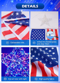9.8” Star Light / 230 LED / 24”x16” Flag / Remote