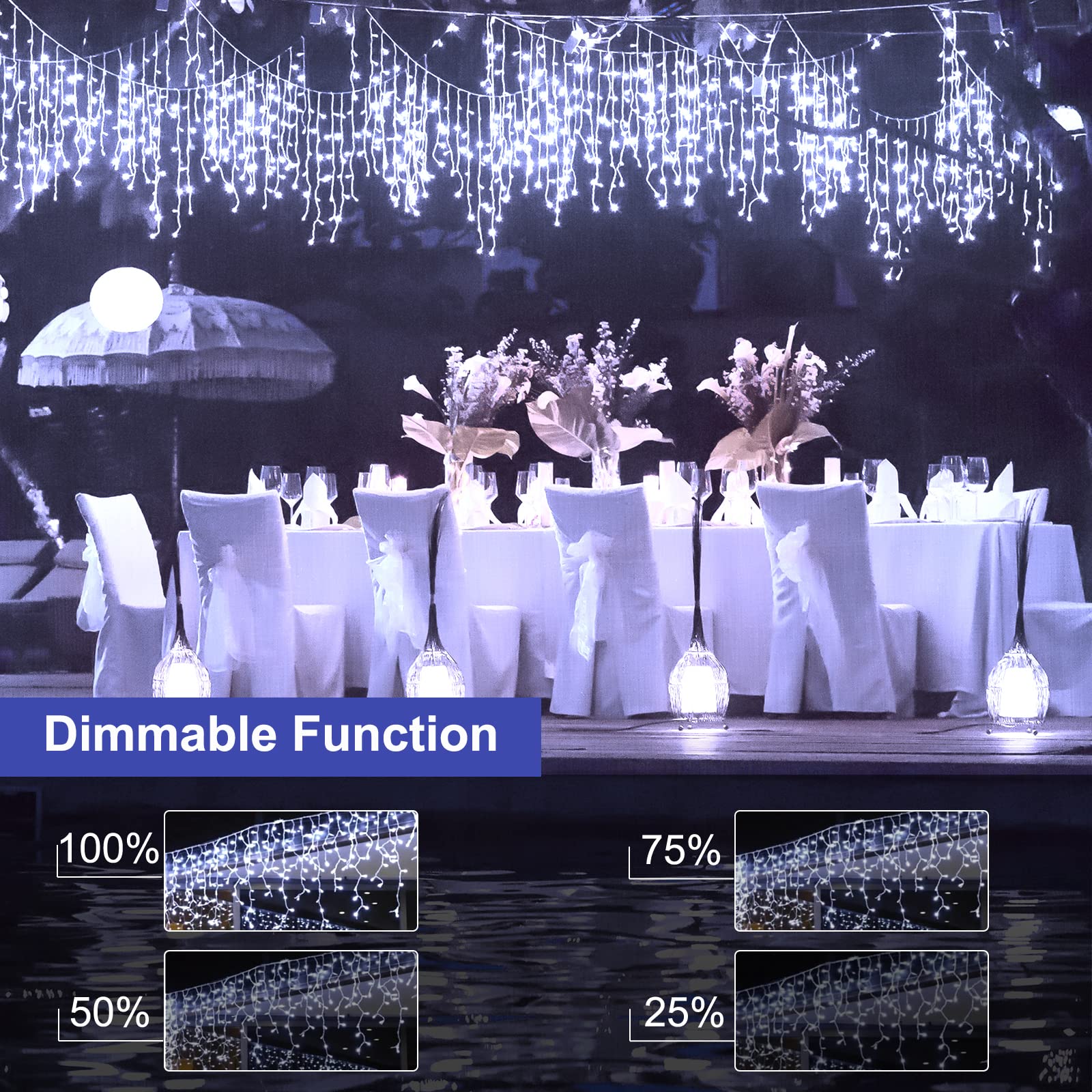 33 Feet / 72 Drops / 384 LED / Pure White