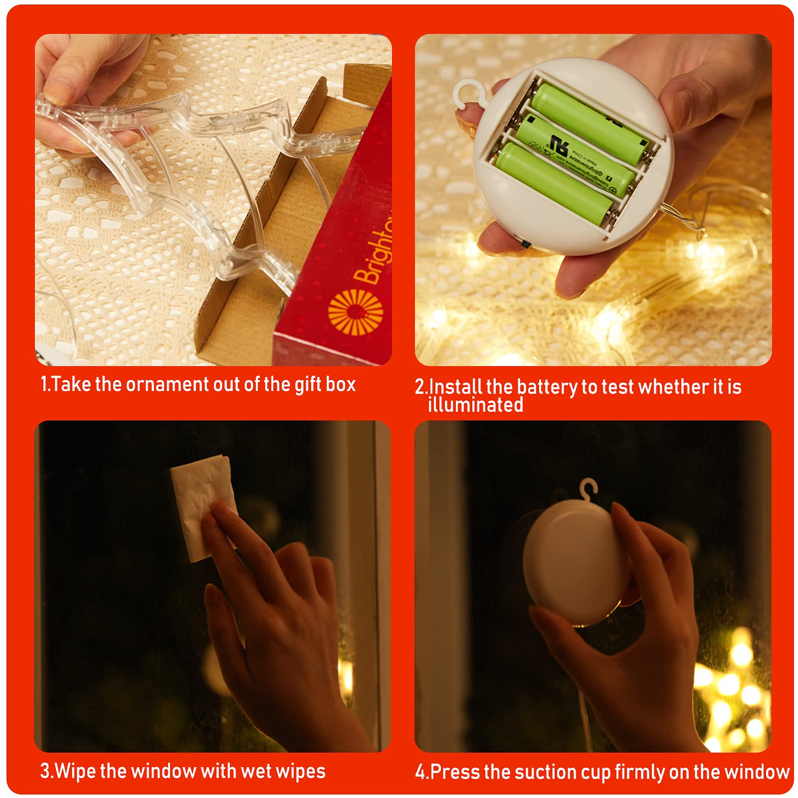 Christmas Window Silhouette Lights, 3PCs Battery Operated