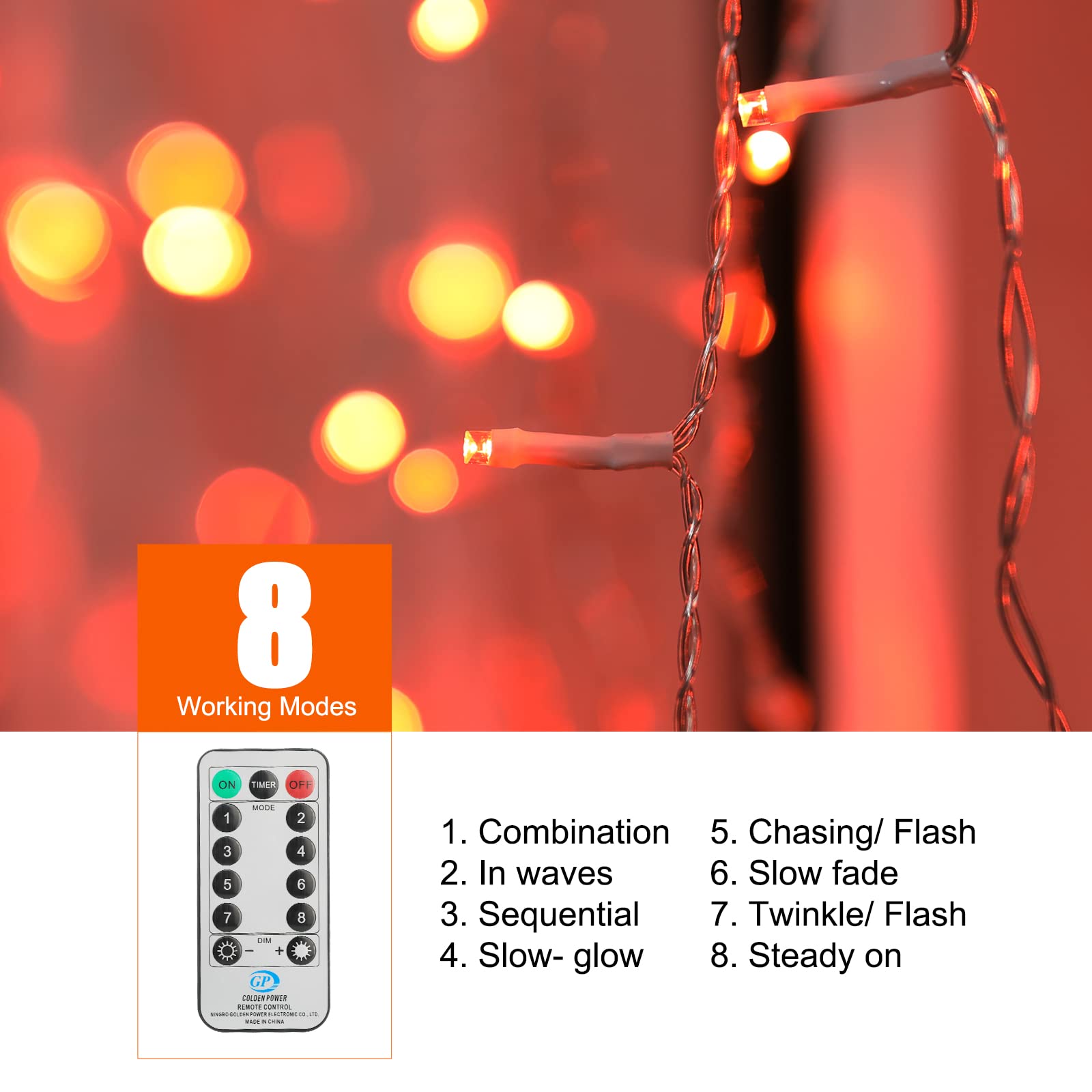 33 Feet / 72 Drops / 384 LED / Orange