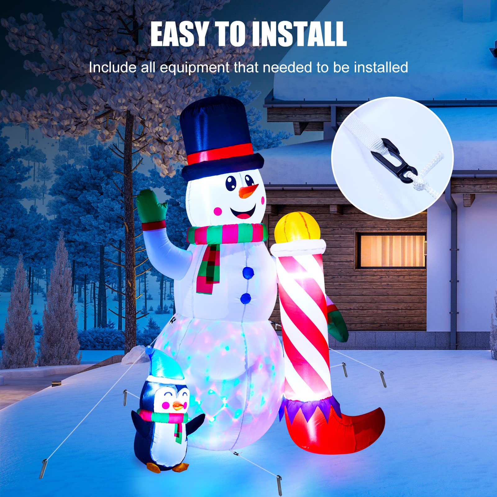 1 x 6 Feet / Snowman with Candy Cane and Penguin