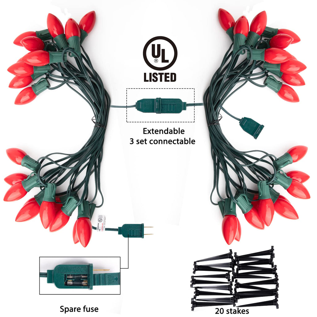 1 x 25.7 Feet / 20 ClearBulbs / Ceramic Red