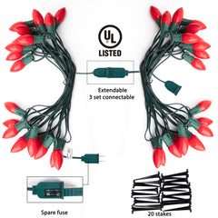 1 x 25.7 Feet / 20 ClearBulbs / Ceramic Red