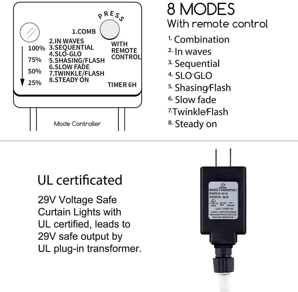 66 Feet / 200 LED / Warm White / Green Wire