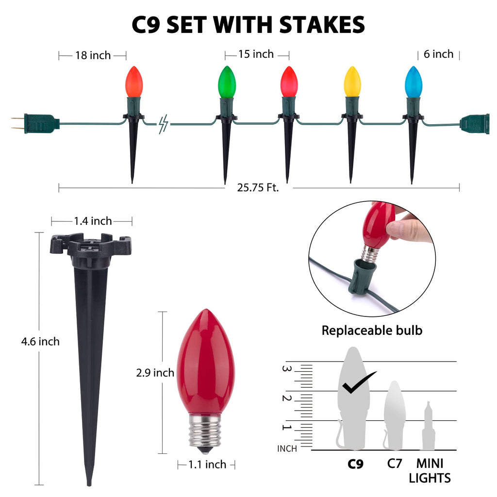 2 x 25.7 Feet / 20 ClearBulbs / Ceramic Multicolor