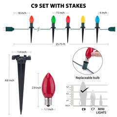 2 x 25.7 Feet / 20 ClearBulbs / Ceramic Multicolor
