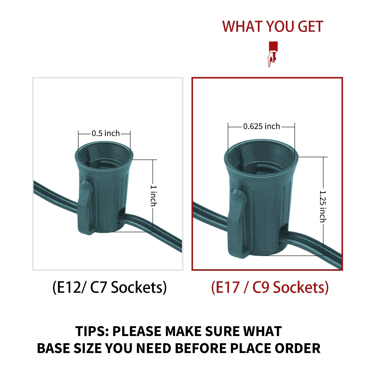 1 x 100 Feet / 100 Sockets / Green Wire