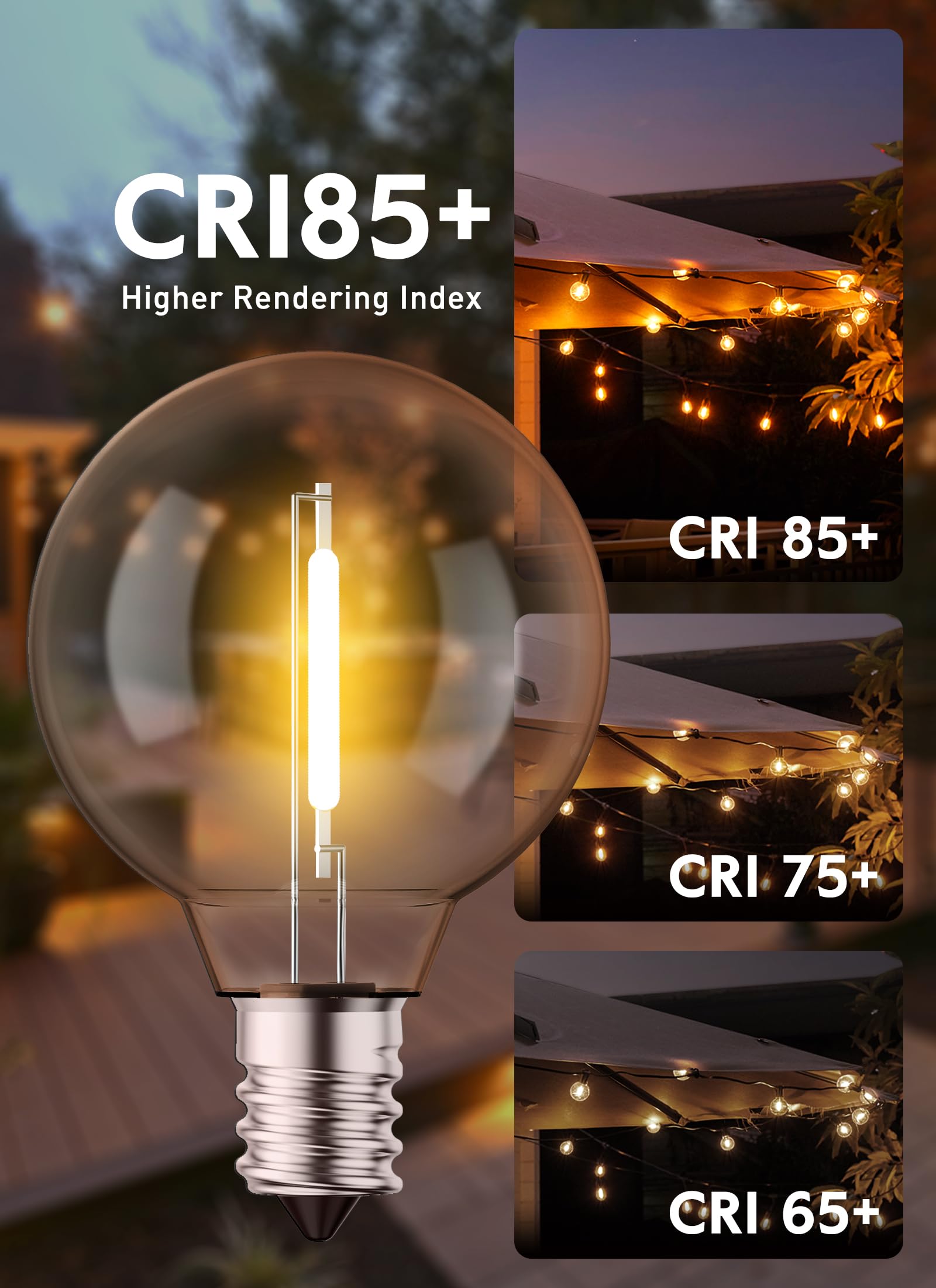 G40 1W 120V Globe LED Light Bulbs, Warm White