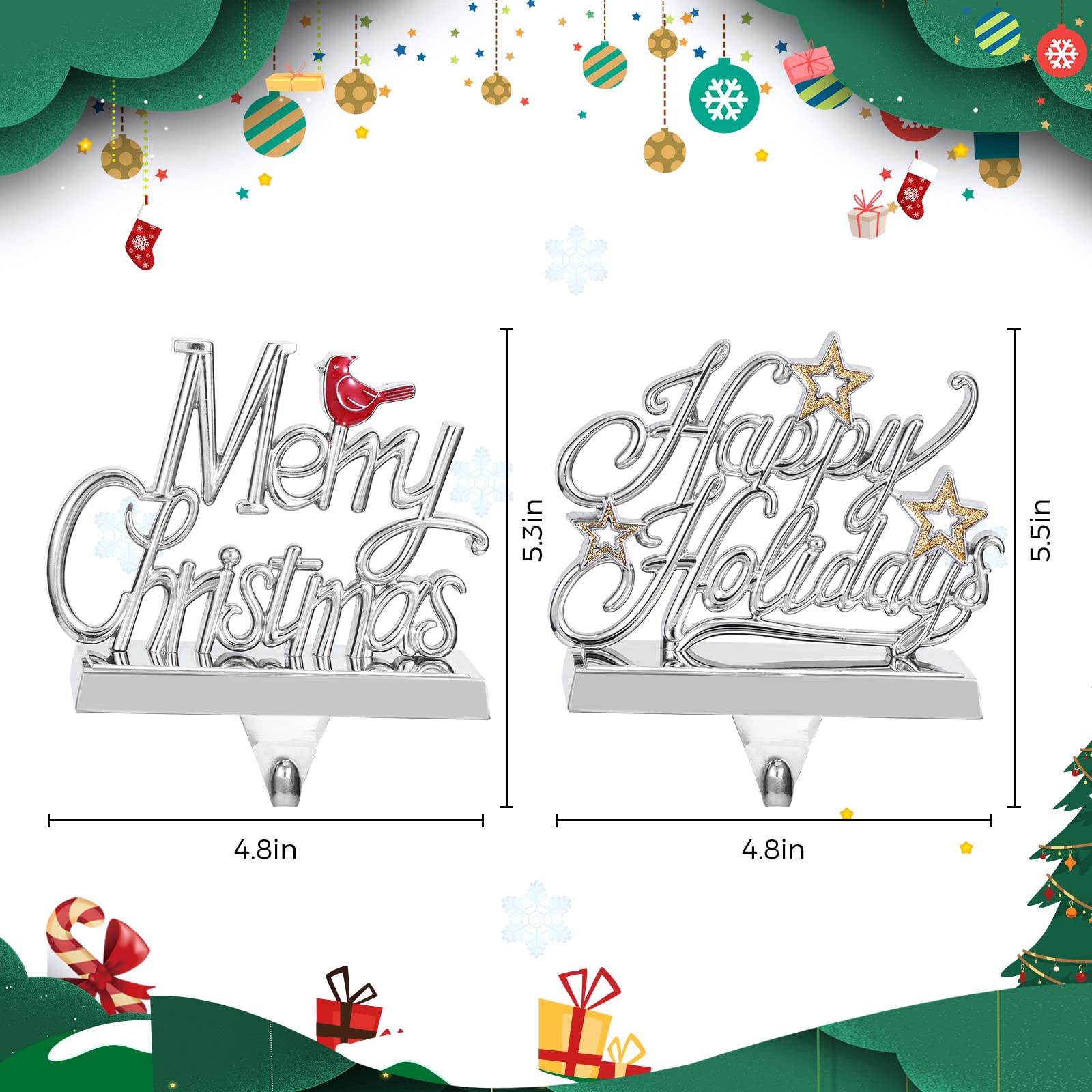 2 Holder / Happy & Merry / Silver