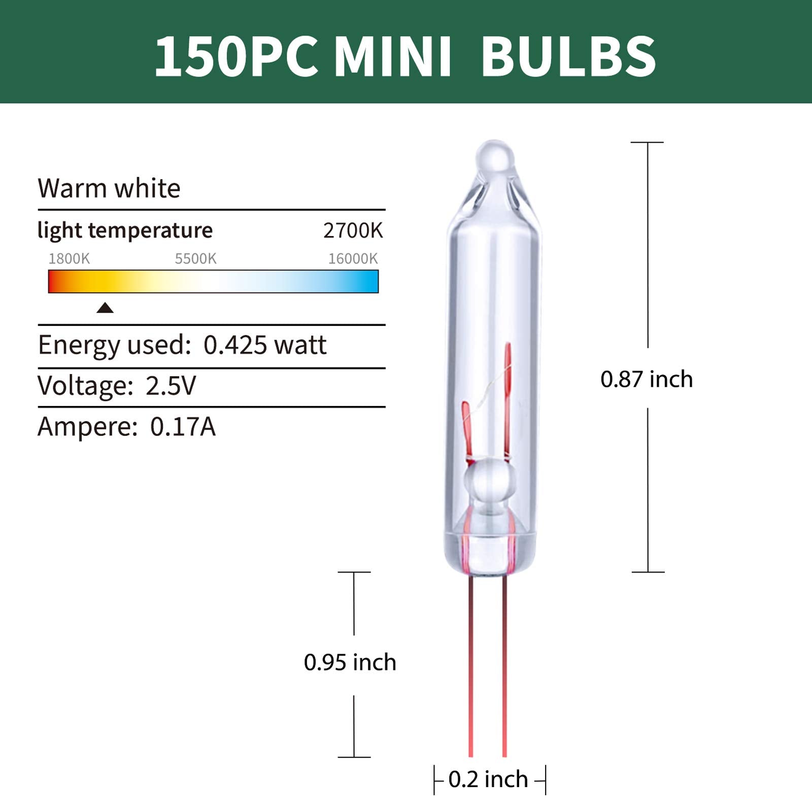 Christmas Replacement Incandescent Mini Bulbs for Mini String Lights