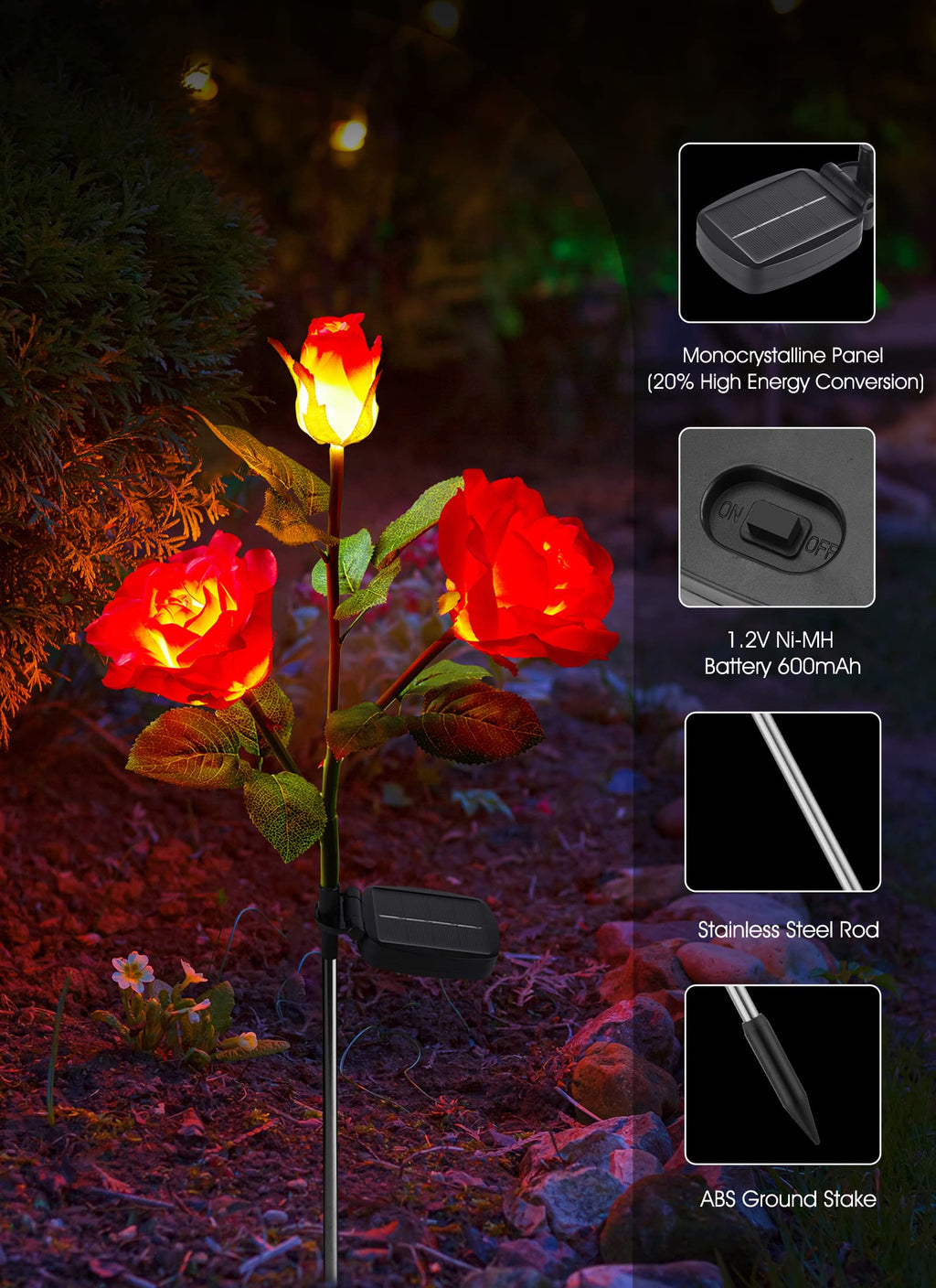 1 x 4 Pack / Rose / LED