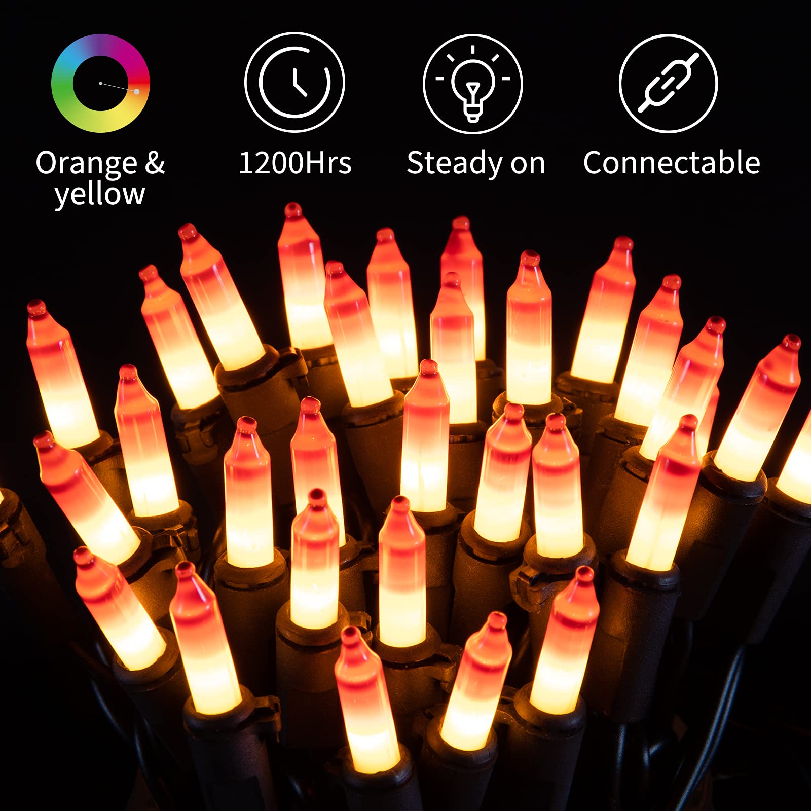 1 x 25 Feet / 100 Bulbs / Orange and Yellow