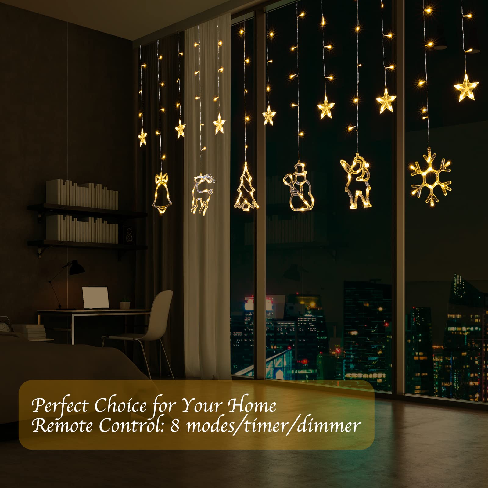 Christmas Twinkle Fairy Lights with Adapter & Remote, 8 Modes