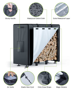 Firewood Rack Outdoor with Cover, 4 Feet