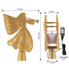 10.4 Inches / Golden Angel Topper / Snowflake Projection